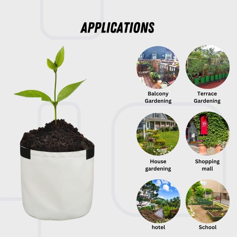 Grow Bag for Plants | 12 × 12 Inch (22 Litre) | Pack of 2 | 750 GSM White